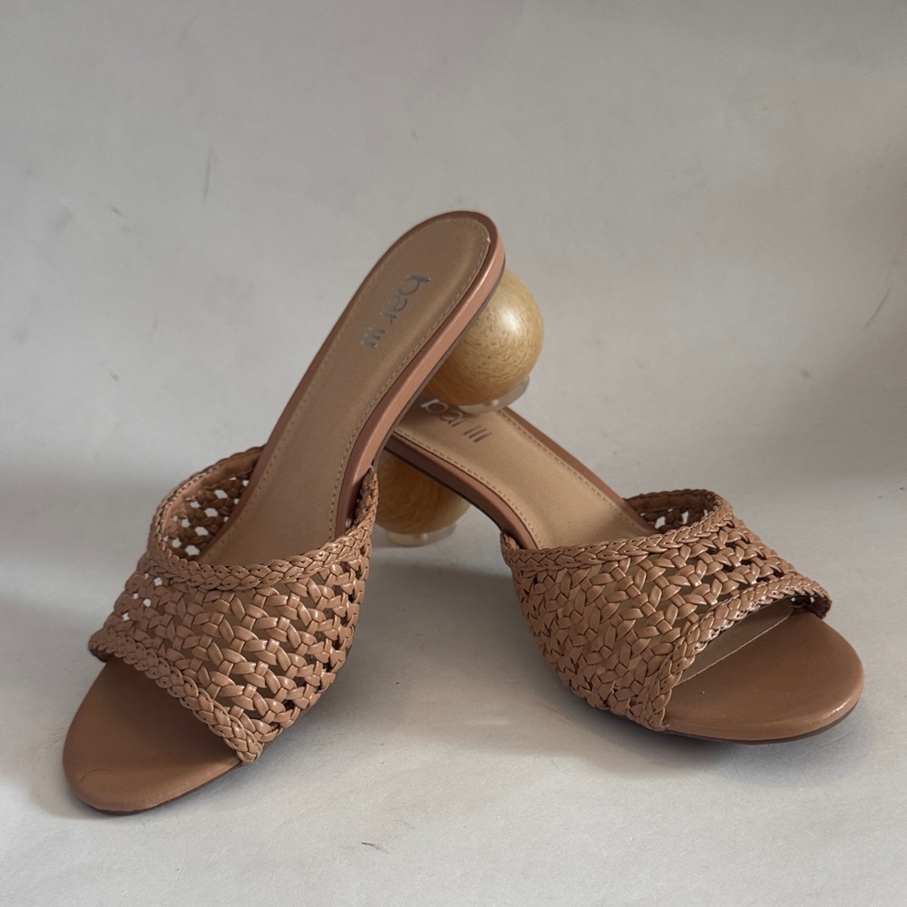 BAR III Cally Natural Woven Slip On Sandal Mule Ball Heel 6.5 NIB $89